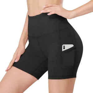 HISKYWIN 5"/8" Inseam High Waist Women Yoga Shorts Compression Exercise Workout Running Shorts Pockets