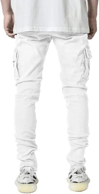 HUNGSON Men's Slim Fit Stretch Jeans Ripped Skinny Jeans for Men, Distressed Straight Leg Fashion Comfort Flex Waist Pants