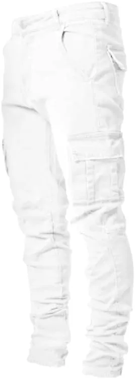 HUNGSON Men's Slim Fit Stretch Jeans Ripped Skinny Jeans for Men, Distressed Straight Leg Fashion Comfort Flex Waist Pants