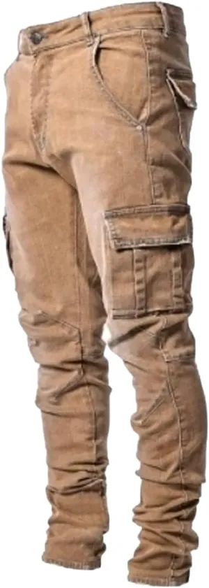 HUNGSON Men's Slim Fit Stretch Jeans Ripped Skinny Jeans for Men, Distressed Straight Leg Fashion Comfort Flex Waist Pants