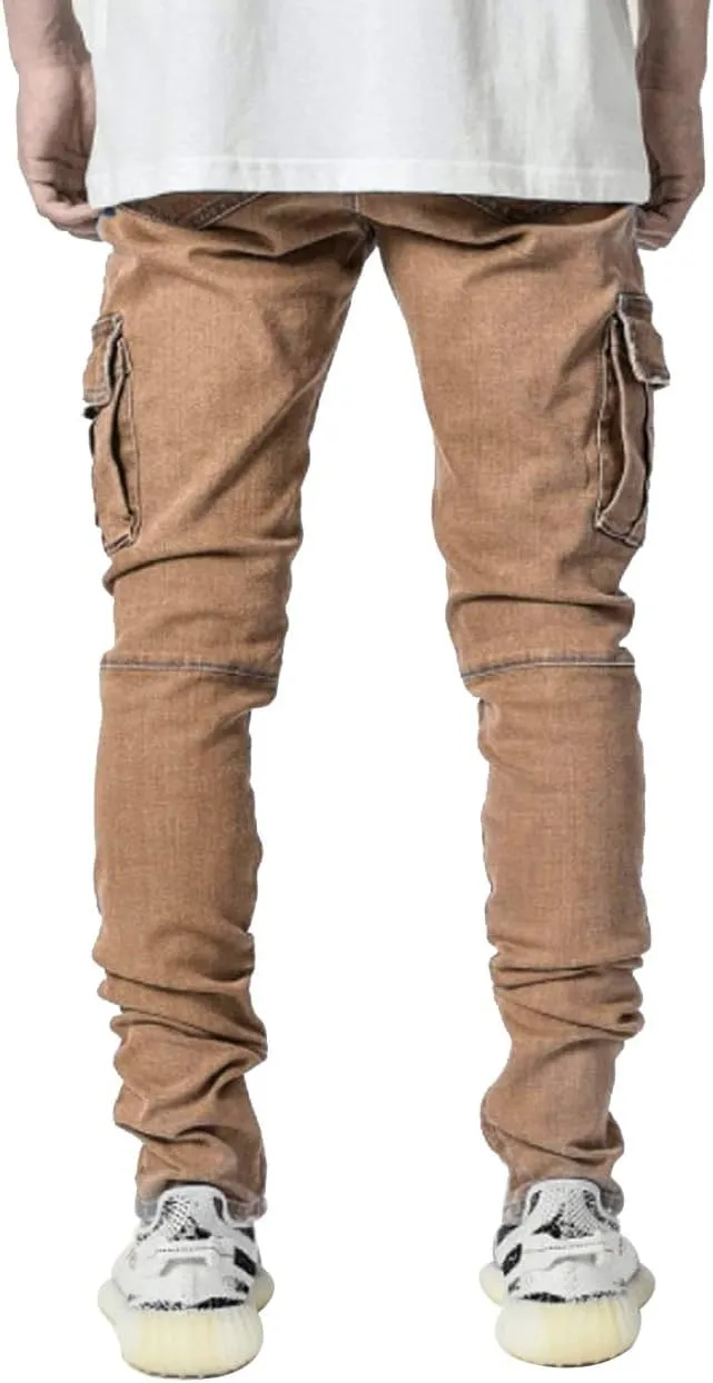HUNGSON Men's Slim Fit Stretch Jeans Ripped Skinny Jeans for Men, Distressed Straight Leg Fashion Comfort Flex Waist Pants