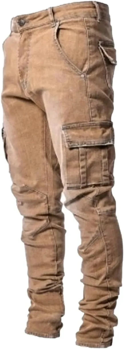 HUNGSON Men's Slim Fit Stretch Jeans Ripped Skinny Jeans for Men, Distressed Straight Leg Fashion Comfort Flex Waist Pants