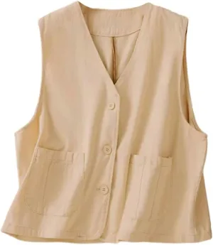 IDEALSANXUN Womens Linen Vest Tops Spring Summer Casual Button Down Sleeveless Blazer Jackets