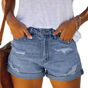Jean for Women High Waisted Stretchy Casual Ripped Frayed Hem Summer Trendy Shorts
