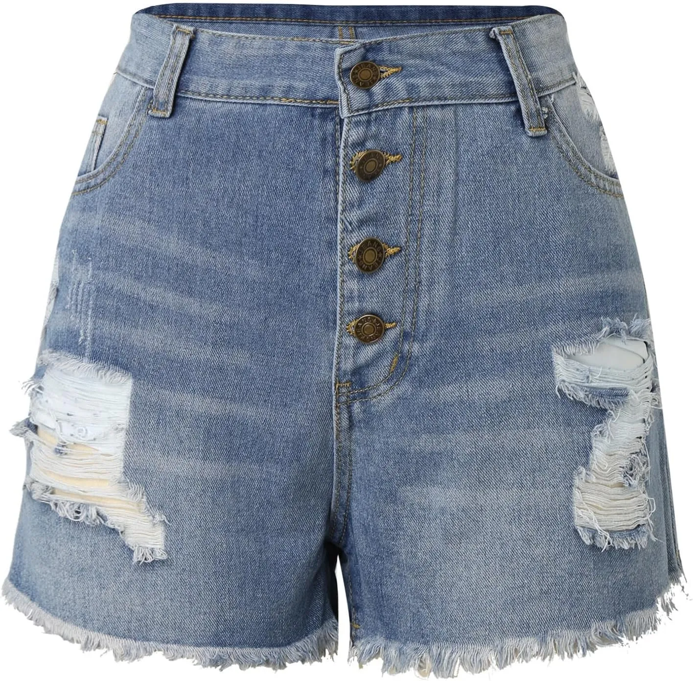 Jean Shorts for Women Summer Comfy High Waisted Stretchy Ripped Denim Shorts Casual Loose Soft Frayed Hem