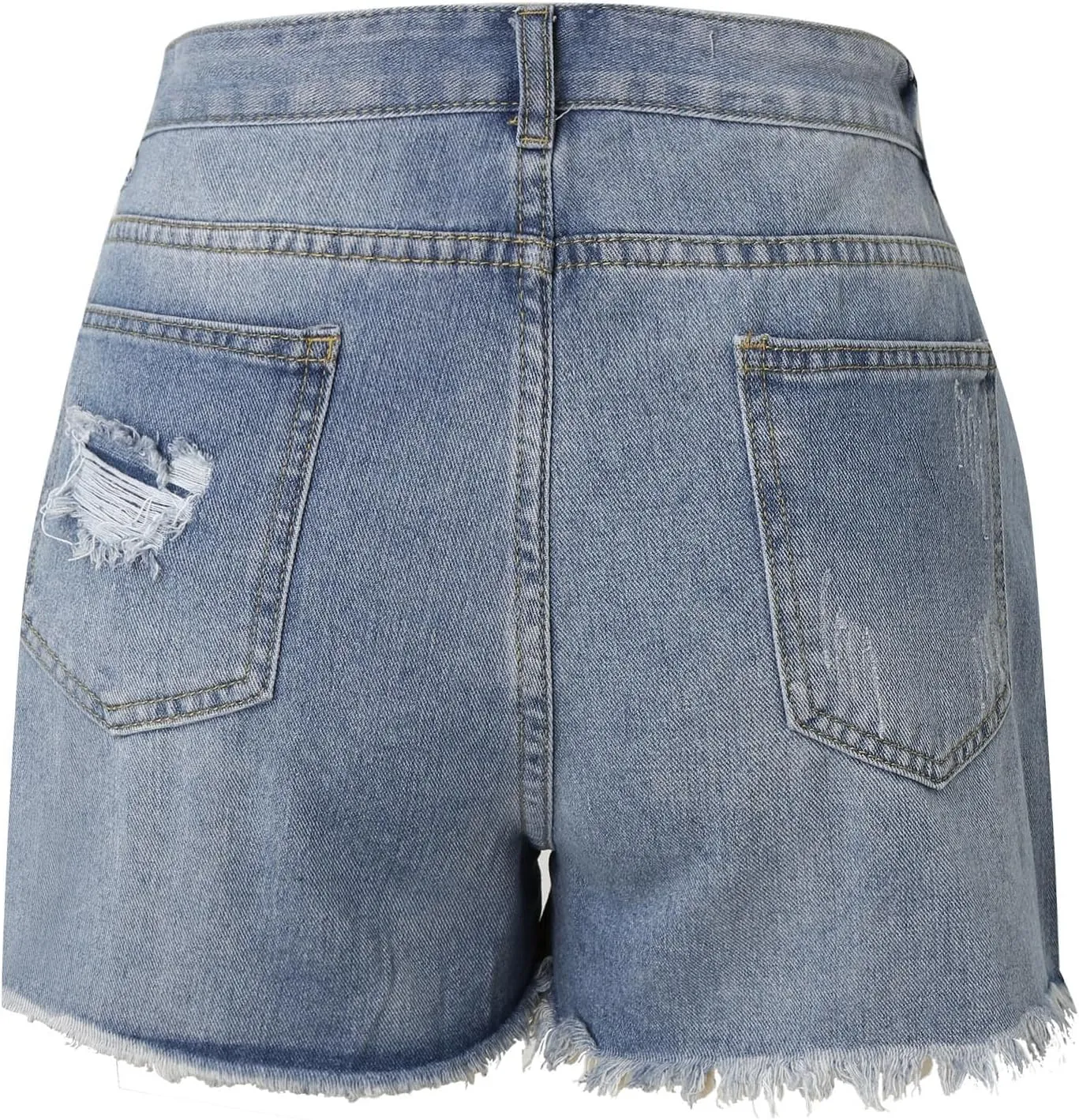 Jean Shorts for Women Summer Comfy High Waisted Stretchy Ripped Denim Shorts Casual Loose Soft Frayed Hem