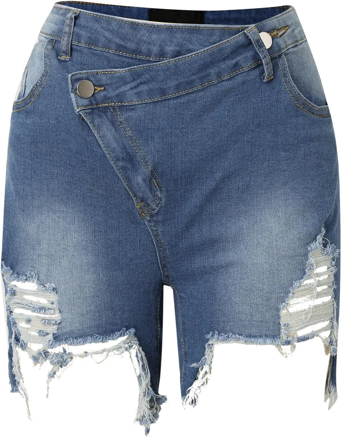 Jean Shorts for Women Summer Comfy High Waisted Stretchy Ripped Denim Shorts Casual Loose Soft Frayed Hem
