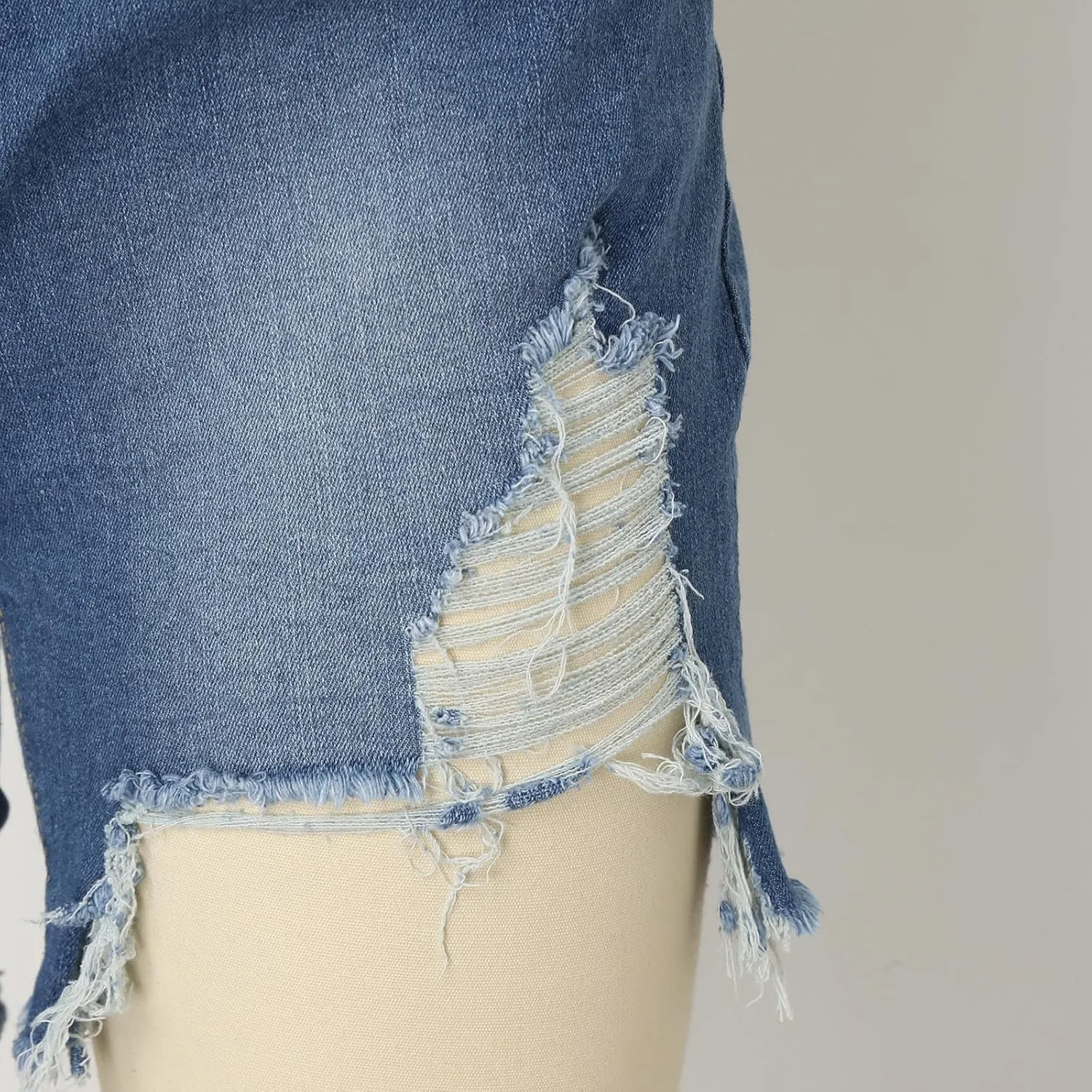 Jean Shorts for Women Summer Comfy High Waisted Stretchy Ripped Denim Shorts Casual Loose Soft Frayed Hem
