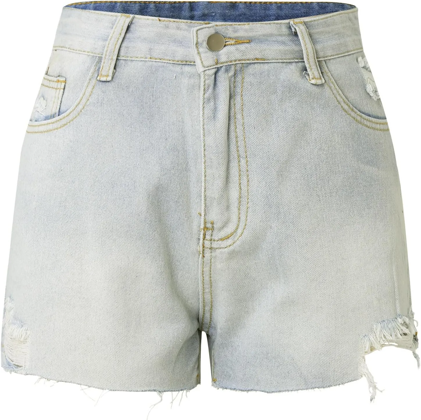 Jean Shorts for Women Summer Comfy High Waisted Stretchy Ripped Denim Shorts Casual Loose Soft Frayed Hem