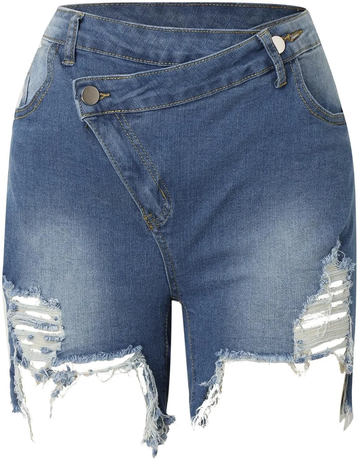 Jean Shorts for Women Summer Comfy High Waisted Stretchy Ripped Denim Shorts Casual Loose Soft Frayed Hem