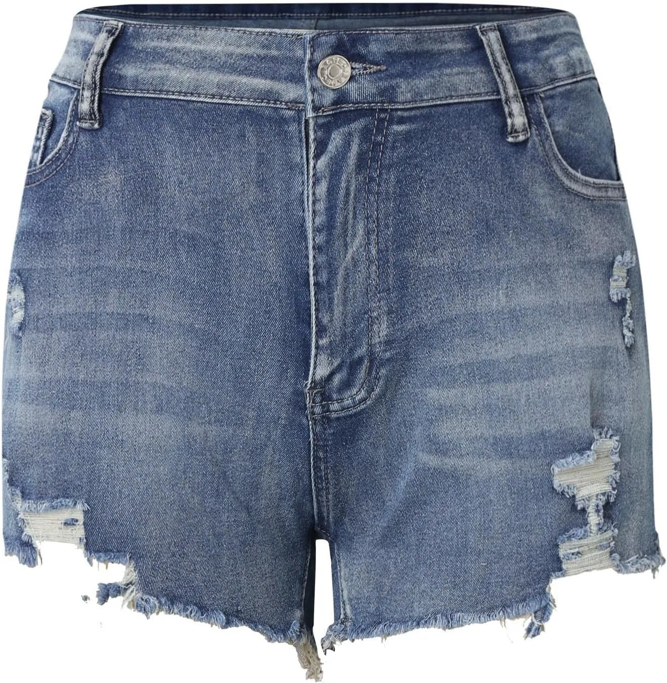 Jean Shorts for Women Summer Comfy High Waisted Stretchy Ripped Denim Shorts Casual Loose Soft Frayed Hem
