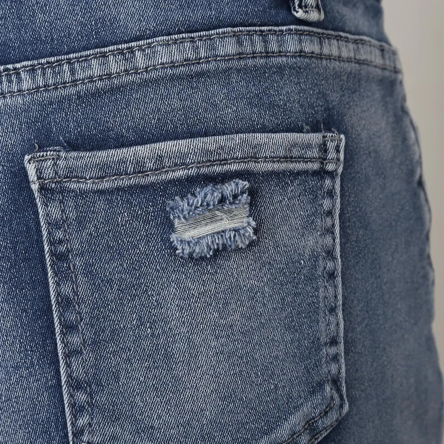 Jean Shorts for Women Summer Comfy High Waisted Stretchy Ripped Denim Shorts Casual Loose Soft Frayed Hem