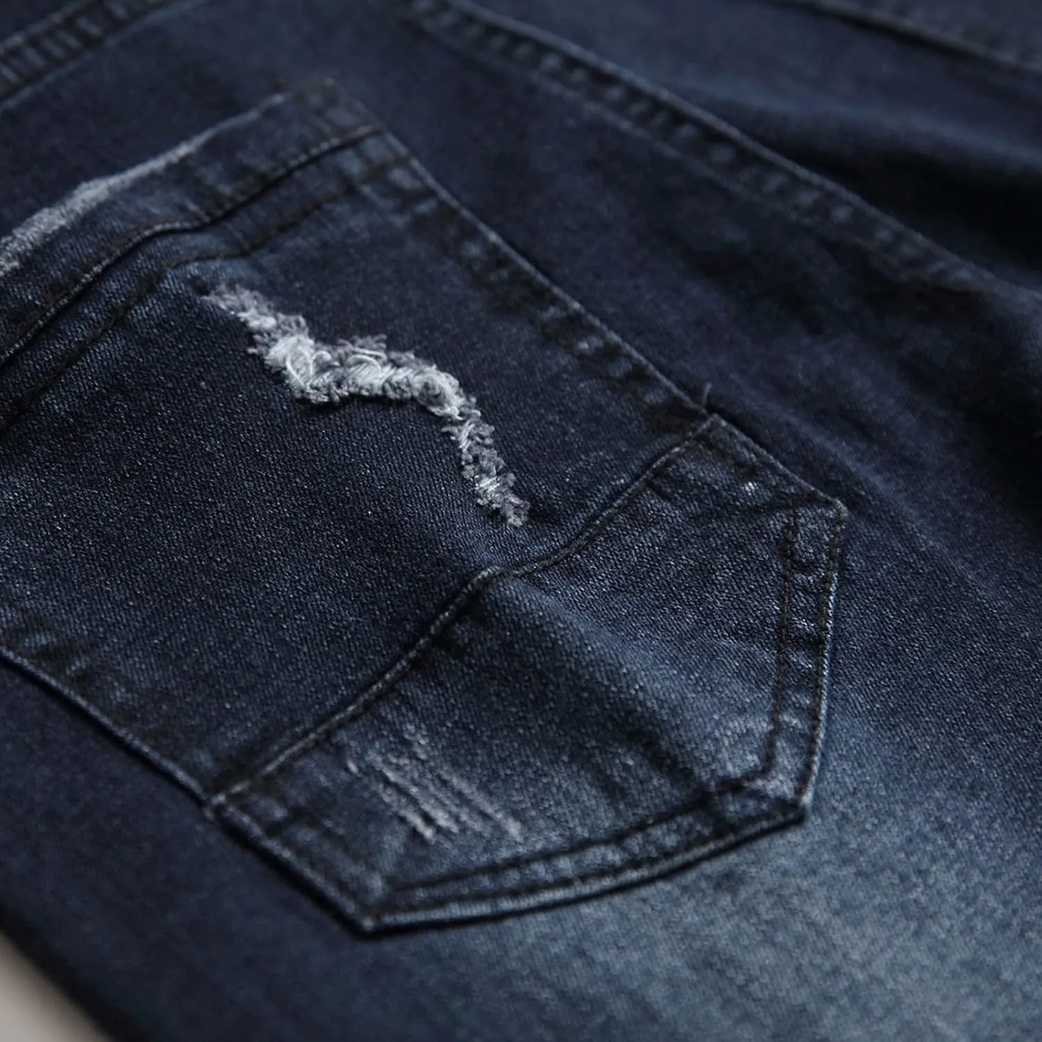 Jeans for Men Stretch Fit Slim Destroyed Distressed Taper Zipper Pants with Holes Distressed Tapered Jeans 2025