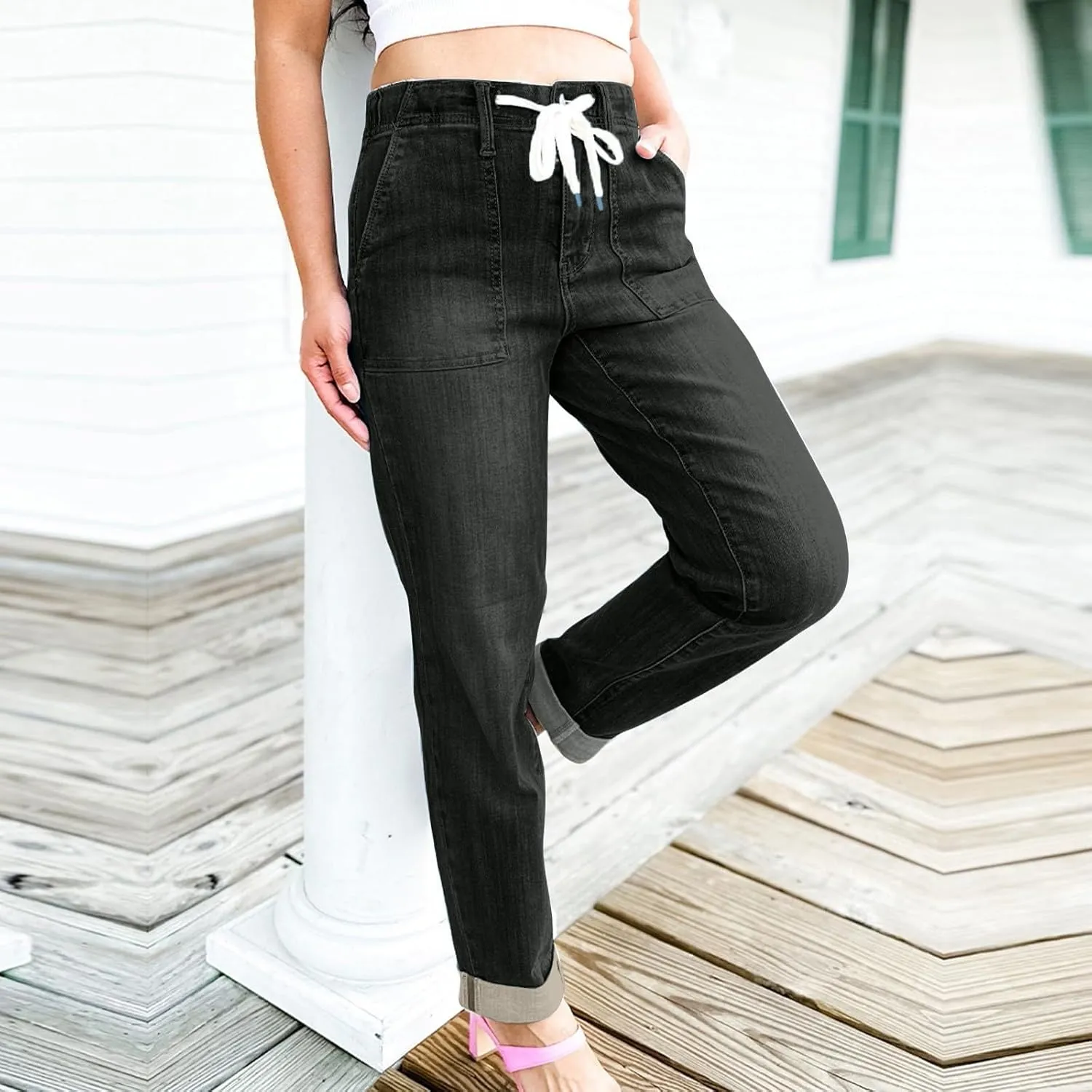 Jeans for Women, Jeans Sweatpant Wide Leg High Waisted Petite That Look