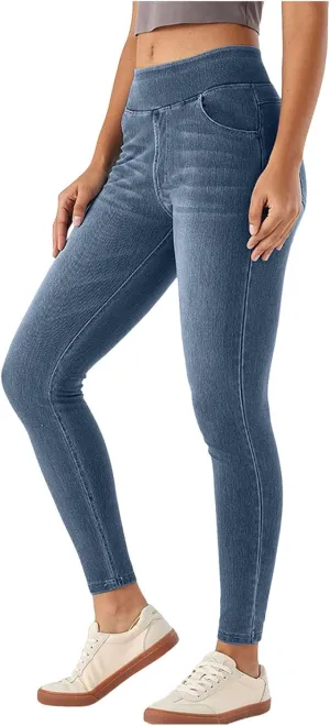 Jeggings for Women Tummy Control Stretch Jeans High Waisted Pull On Butt Lifting Slim Fit Skinny Jeans with Pockets