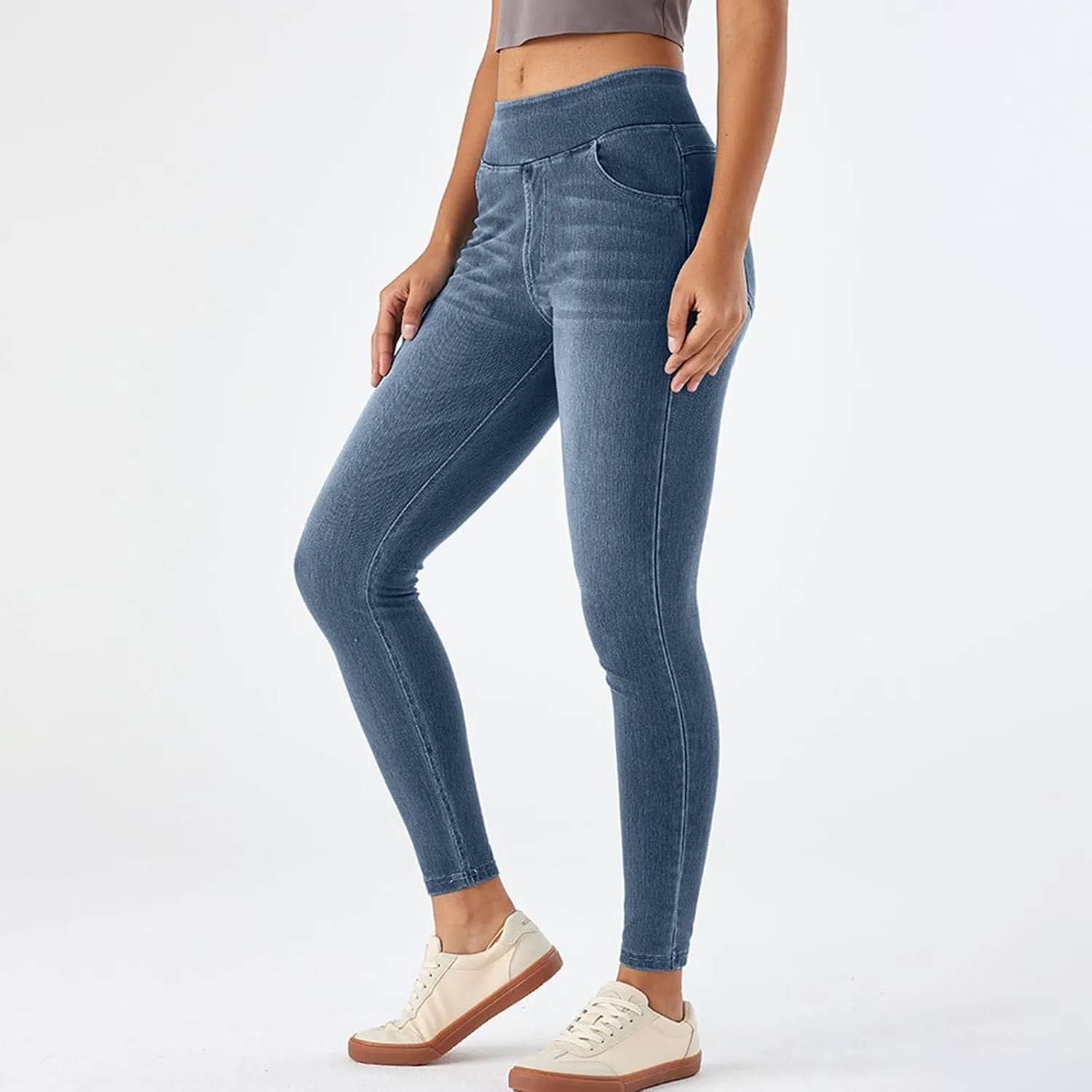 Jeggings for Women Tummy Control Stretch Jeans High Waisted Pull On Butt Lifting Slim Fit Skinny Jeans with Pockets