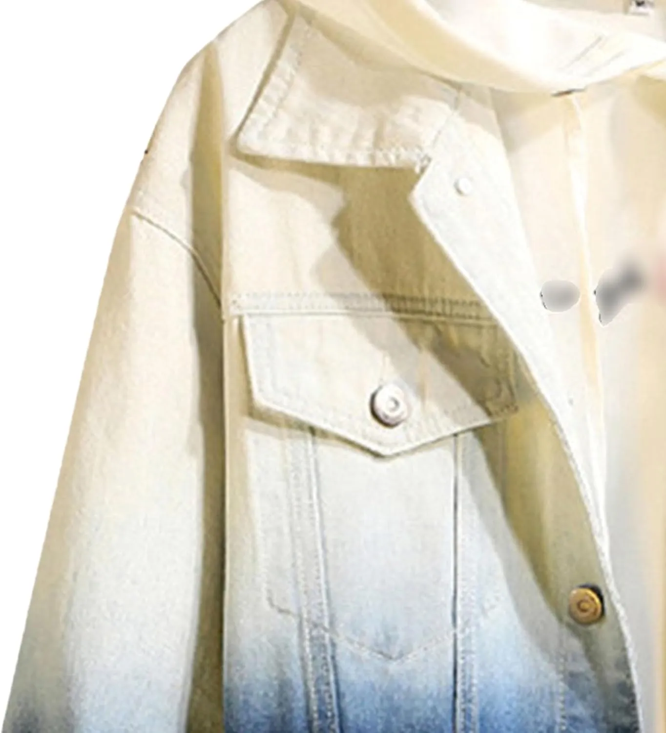 JEKE-DG Men's Contrast Color Loose Denim Jacket Washed Denim Trucker Jackets Retro Button Down Cowboy Jeans Jackets
