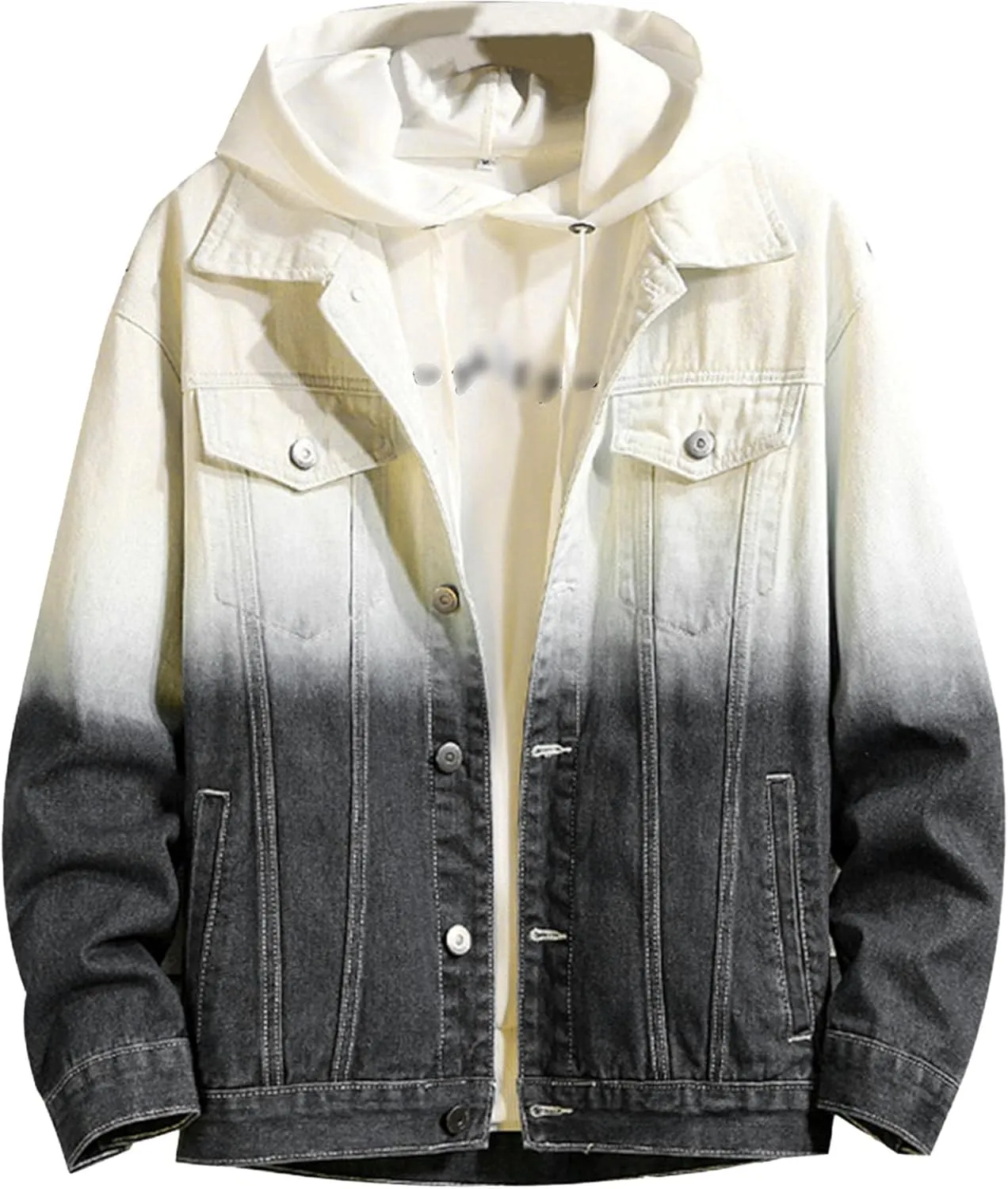 JEKE-DG Men's Contrast Color Loose Denim Jacket Washed Denim Trucker Jackets Retro Button Down Cowboy Jeans Jackets