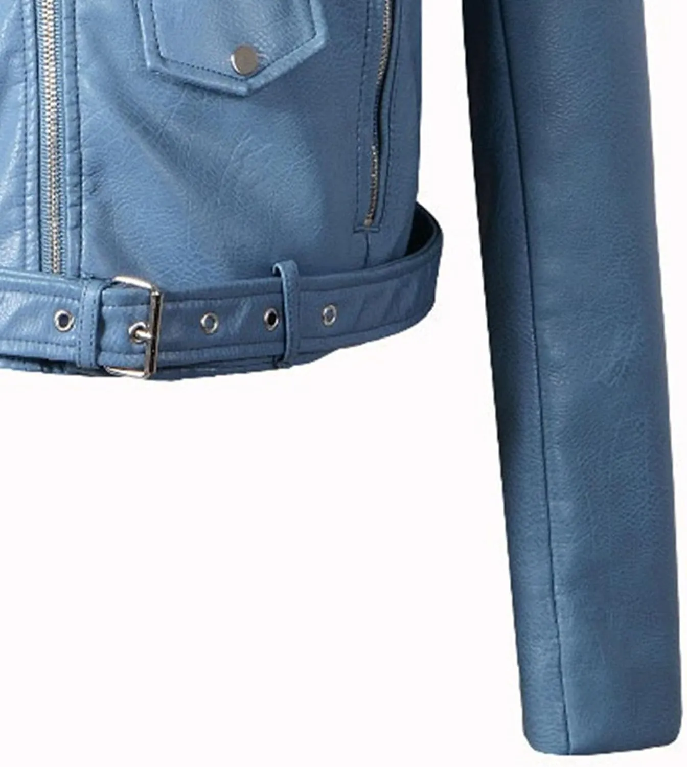 JEKE-DG Women's Washed Cropped Faux Leather Coat Slim Fit Lapel Fashion Coat Jacket Open Front Motorcycle Fall Coats