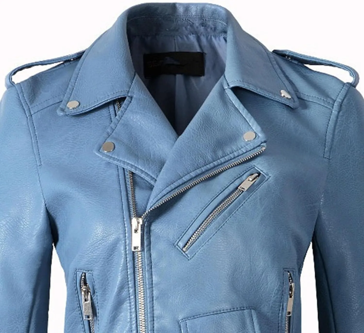 JEKE-DG Women's Washed Cropped Faux Leather Coat Slim Fit Lapel Fashion Coat Jacket Open Front Motorcycle Fall Coats