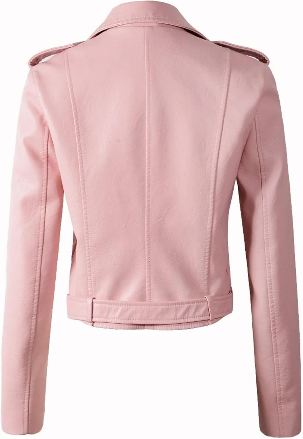 JEKE-DG Women's Washed Cropped Faux Leather Coat Slim Fit Lapel Fashion Coat Jacket Open Front Motorcycle Fall Coats