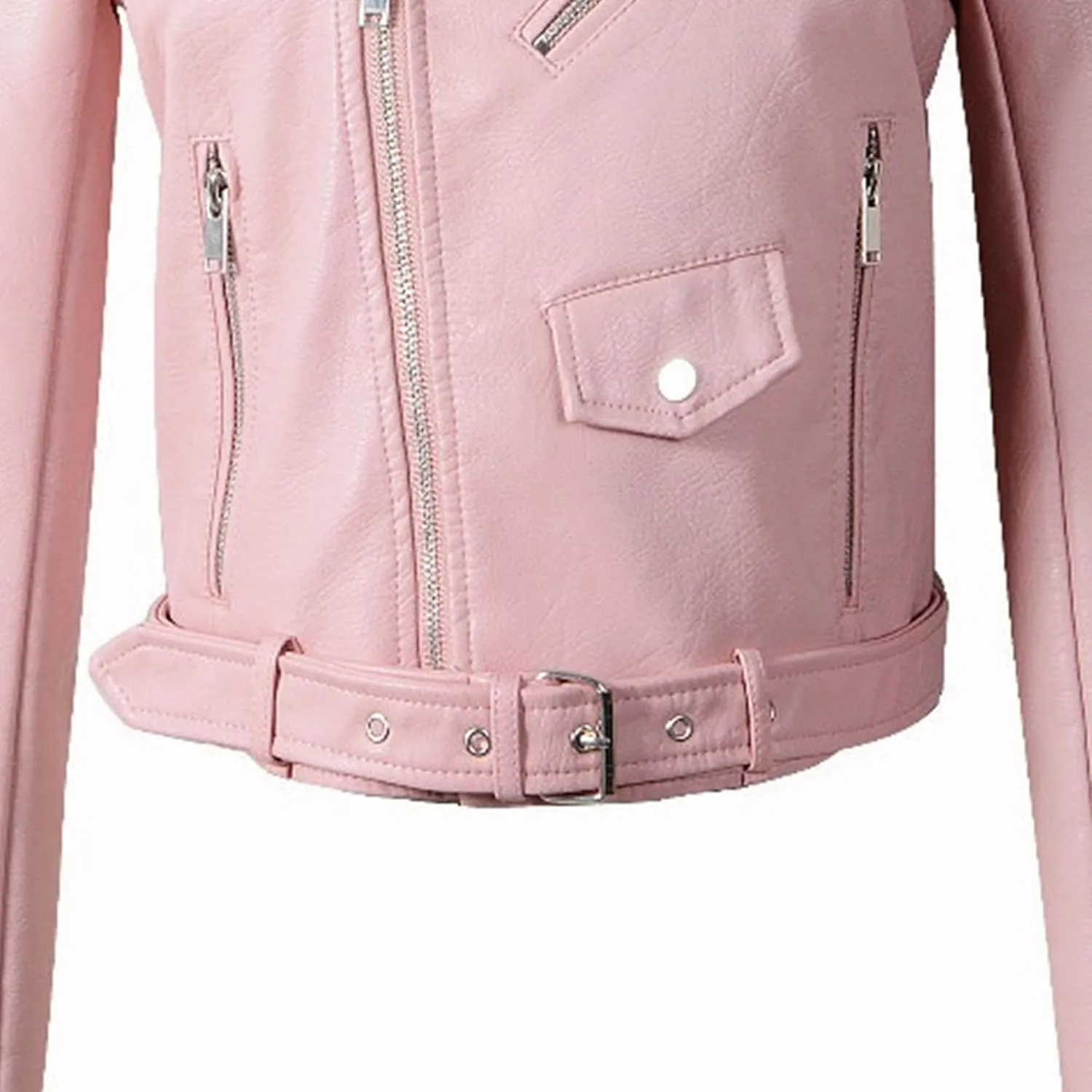 JEKE-DG Women's Washed Cropped Faux Leather Coat Slim Fit Lapel Fashion Coat Jacket Open Front Motorcycle Fall Coats