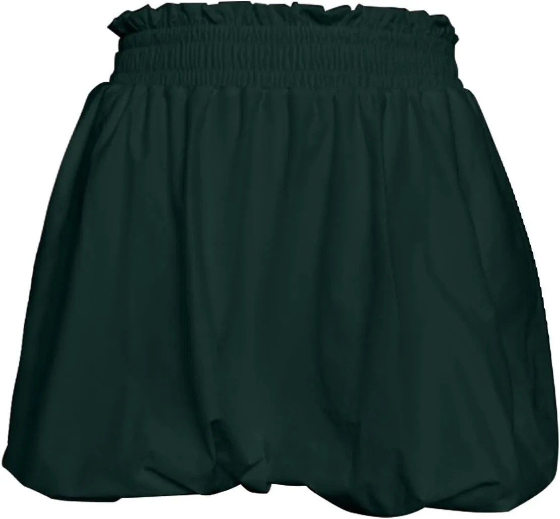 JOFOW Casual Puff Bubble Mini Skirts Going Out Skirts for Women Mini Skirt with Shorts Ruffle Shorts