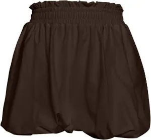 JOFOW Casual Puff Bubble Mini Skirts Going Out Skirts for Women Mini Skirt with Shorts Ruffle Shorts