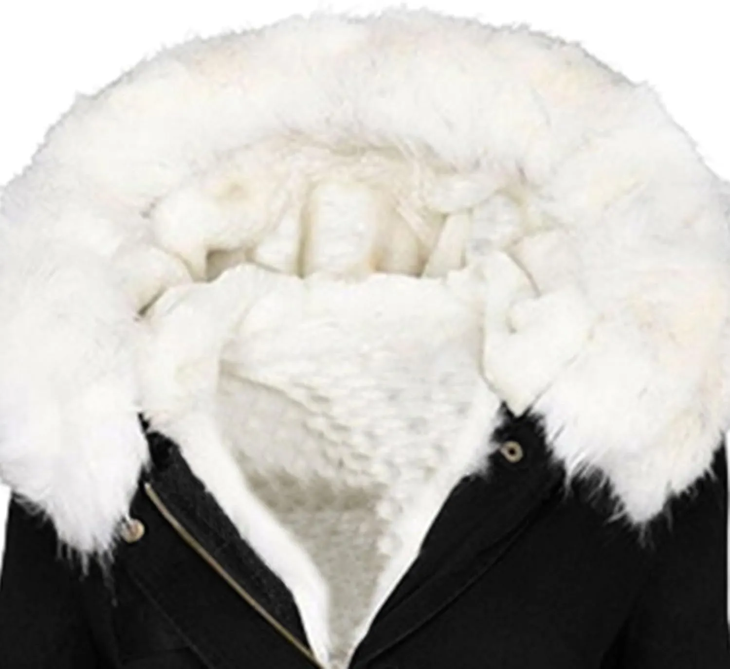 jsaierl Womens Winter Long Padded Coats with Fur Hood Fleece Lined Puffer Jacket Zipper Button Outerwear Thicken Warm Parka