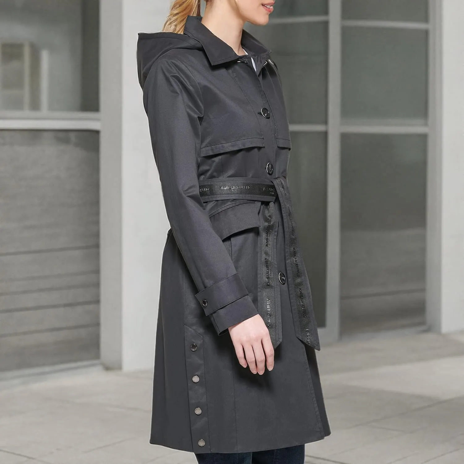 Karl Lagerfeld Paris Women's Belted Trench Coat