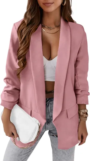KIRUNDO Blazers for Women Oversized Business Casual Long Sleeve Open Front Work Office Suit Jackets Trendy Clothes