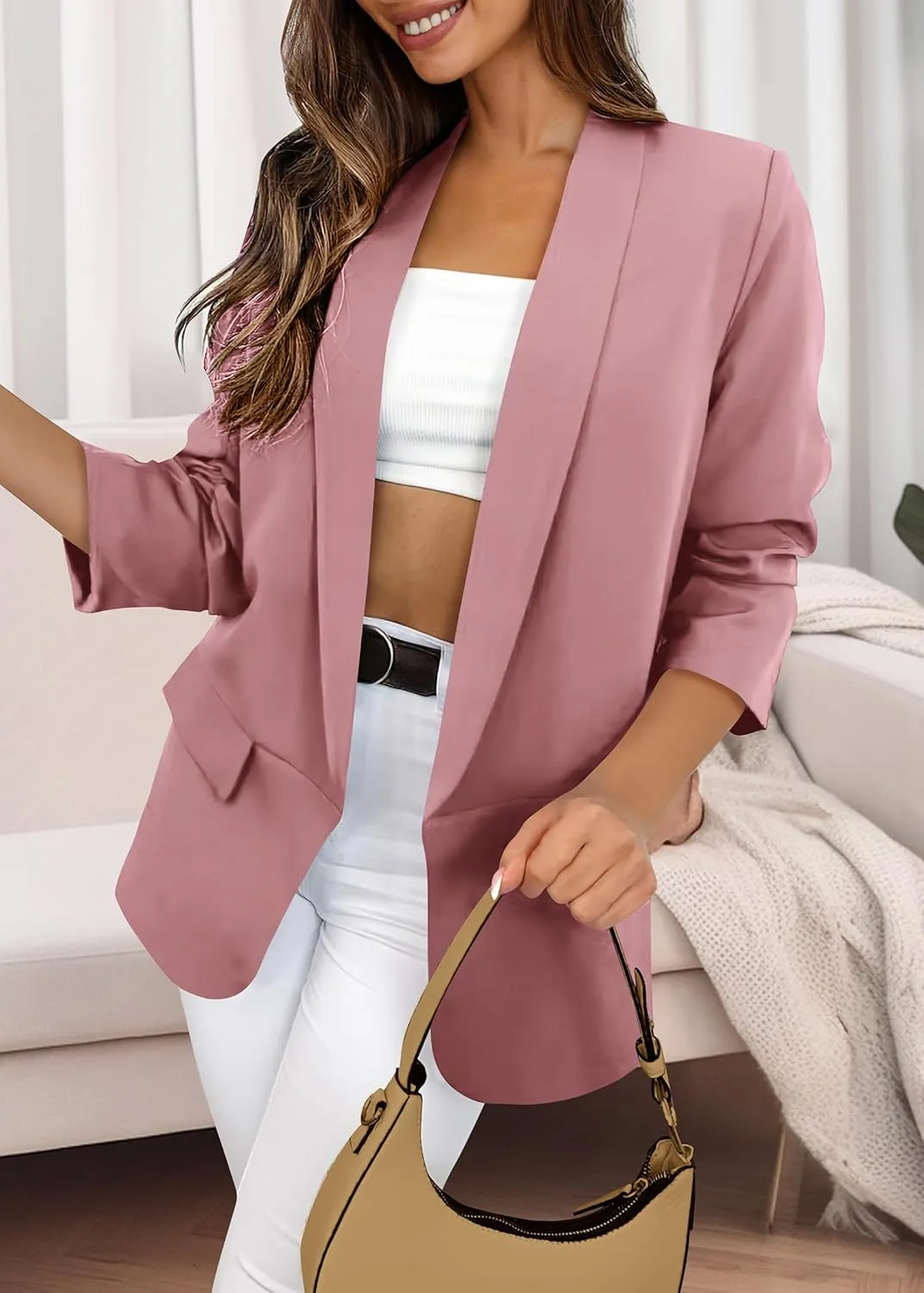 KIRUNDO Blazers for Women Oversized Business Casual Long Sleeve Open Front Work Office Suit Jackets Trendy Clothes