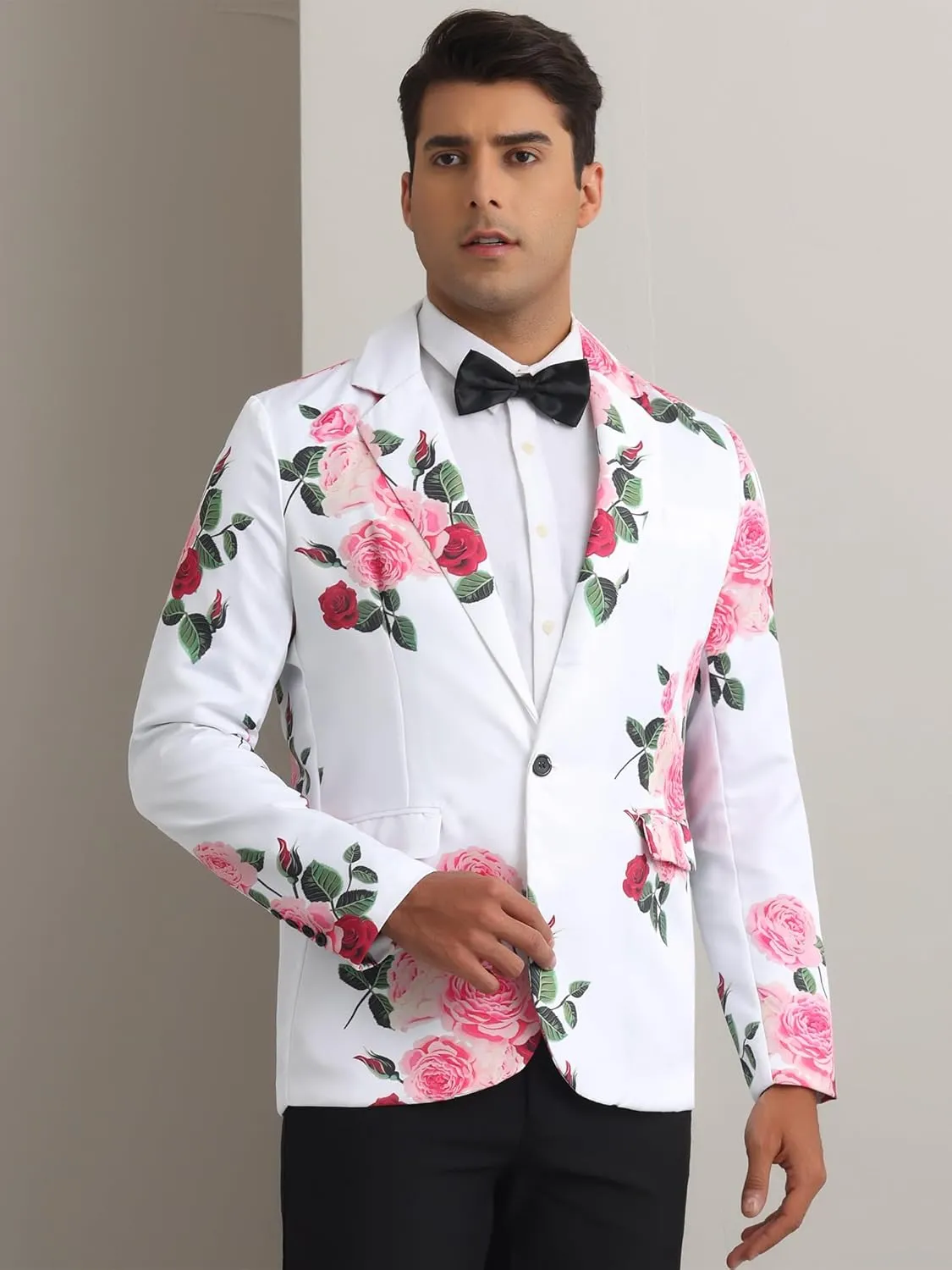 Lars Amadeus Floral Sport Coats for Men's Slim Fit Party Prom Flower Printed Blazers