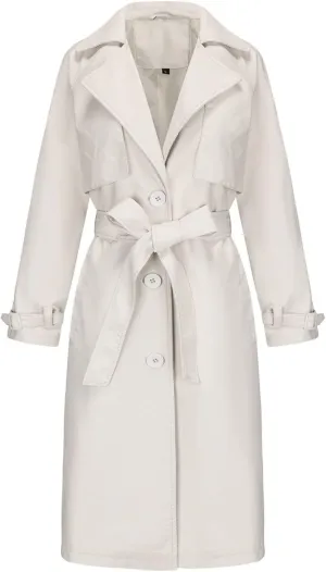 Leather Trench Coat Women Plus Size Single Breasted Pea Coats Notch Collar Long Coats 2024 Winter Jackets with Belt