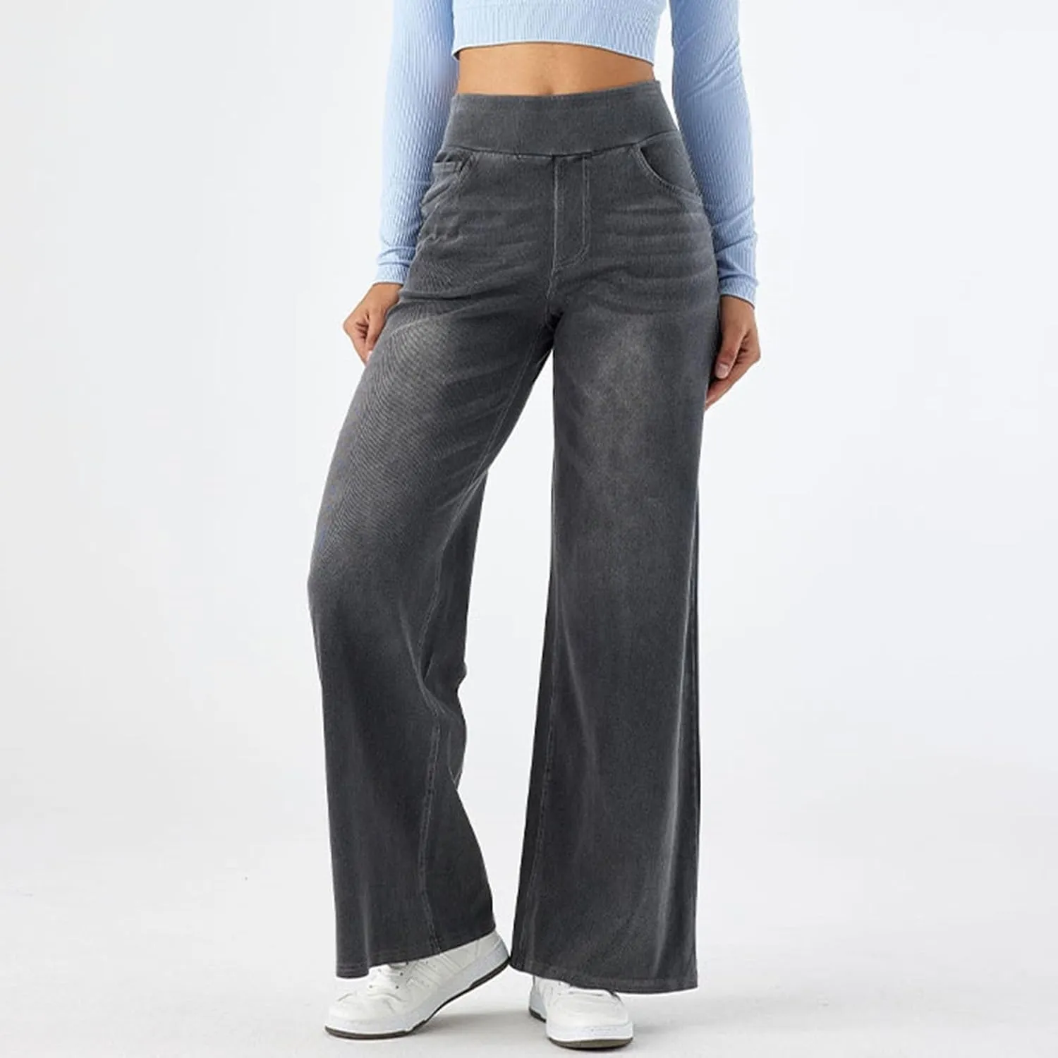 Leggings That Look Like Jeans Women Tummy Control Pull On Stretchy Jeans High Waisted Skinny Jean Leggings with Pockets