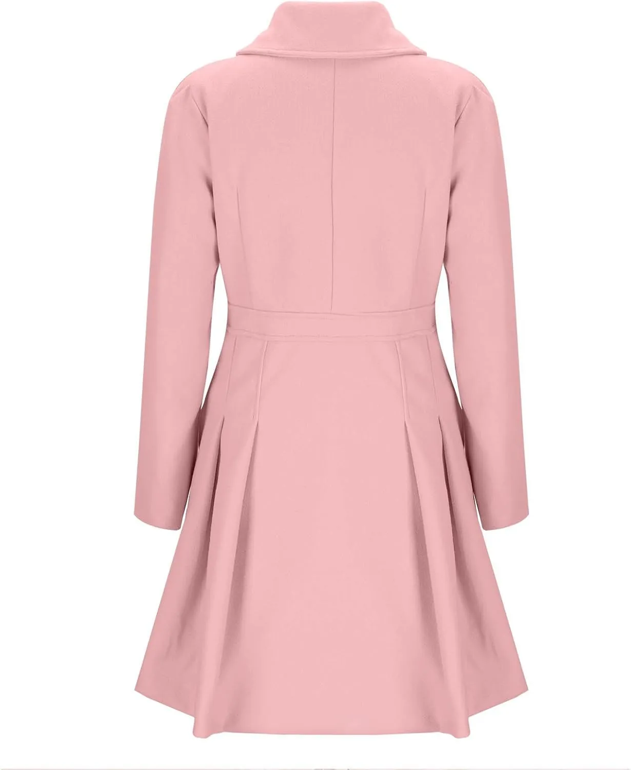 Lmdudan 2024 Women's Fashion Trench Coat Notch Lapel Double Breasted Thick A Line Pea Coats Solid Color Jacket with Pockets