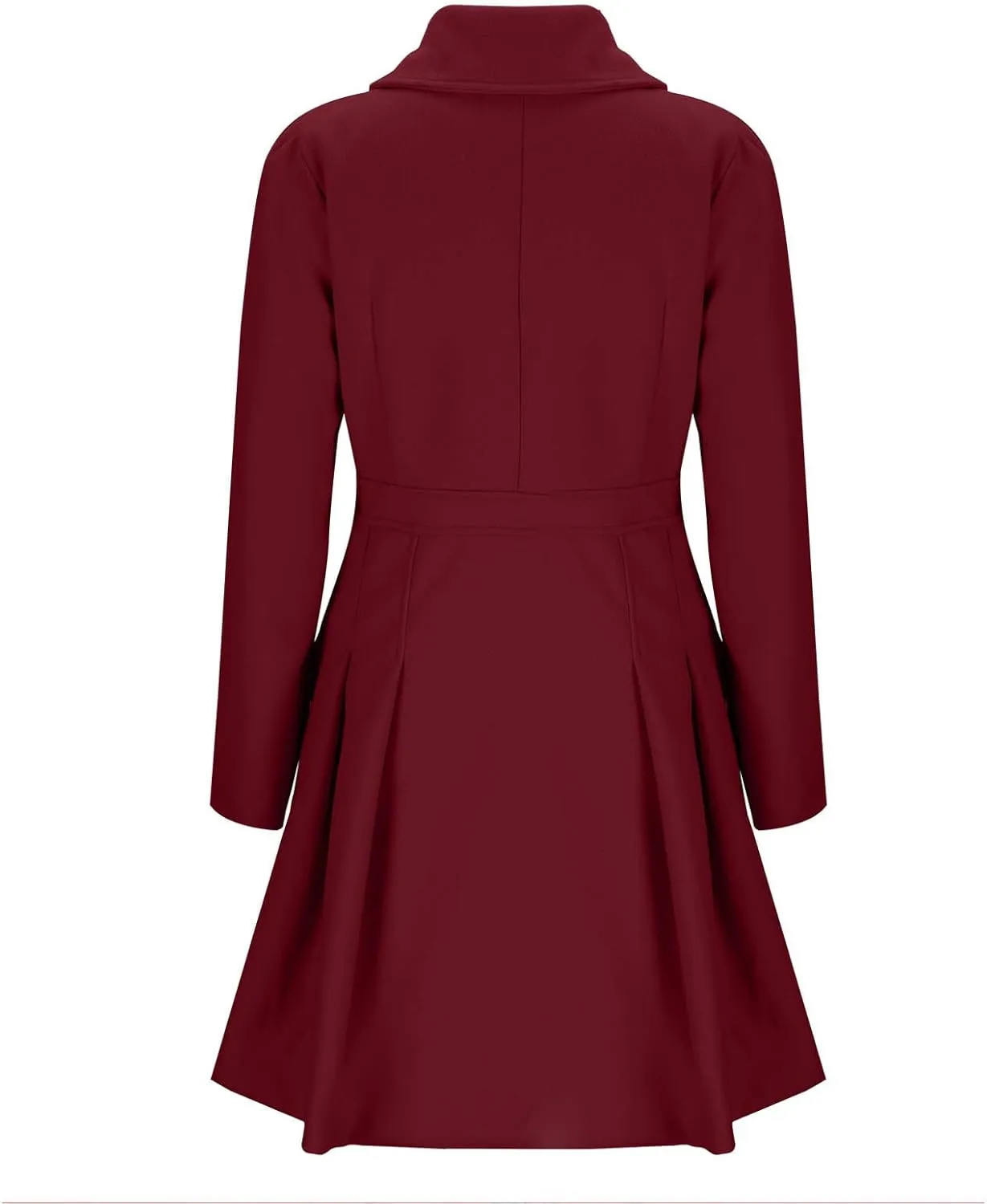 Lmdudan 2024 Women's Fashion Trench Coat Notch Lapel Double Breasted Thick A Line Pea Coats Solid Color Jacket with Pockets