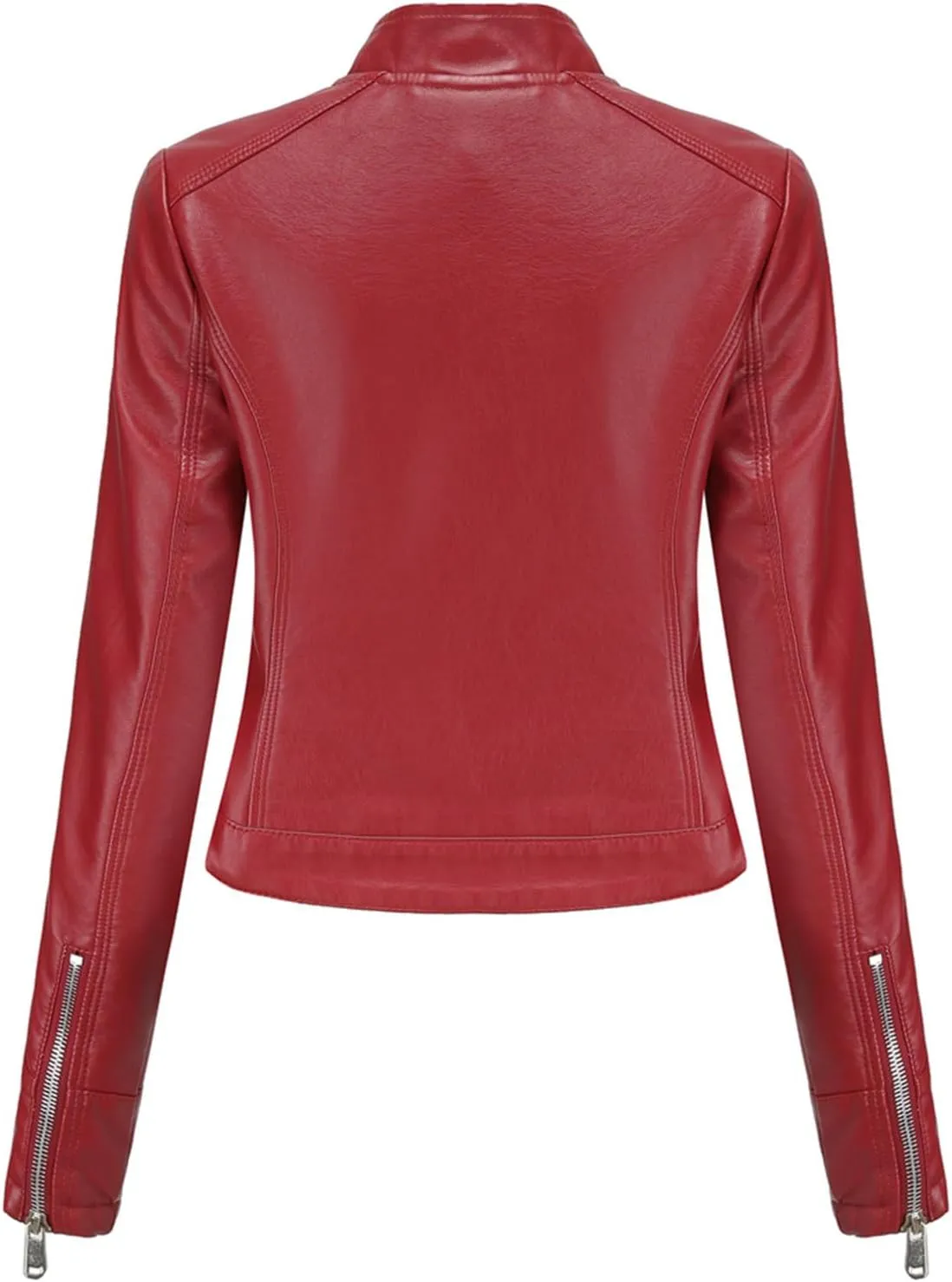 Lmdudan Faux Leather Jacket for Women Fashion Zip Up Motorcycle Jackets Tops Short PU Moto Biker Outwear Fitted Slim Coats