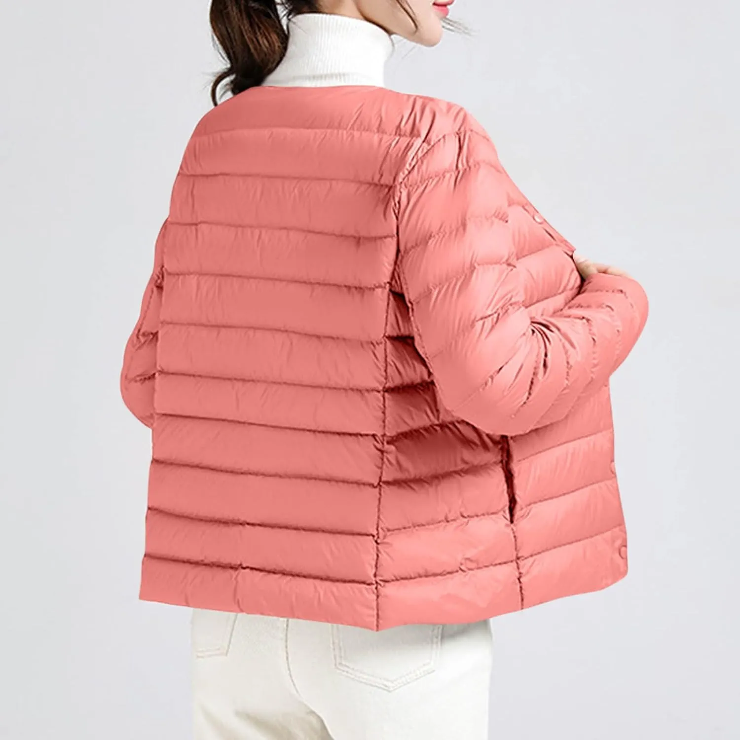 Lmdudan Plus Size Women Lightweight Quilted Puffer Jackets 2024 Winter Warm Down Coats Loose Comfy Outwear with Pocket