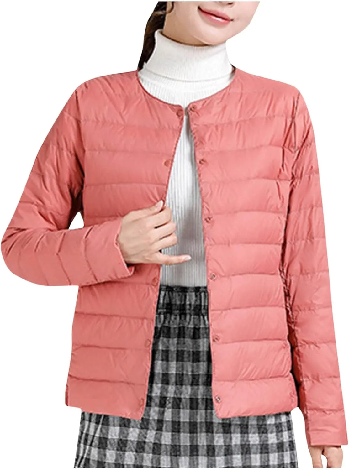 Lmdudan Plus Size Women Lightweight Quilted Puffer Jackets 2024 Winter Warm Down Coats Loose Comfy Outwear with Pocket