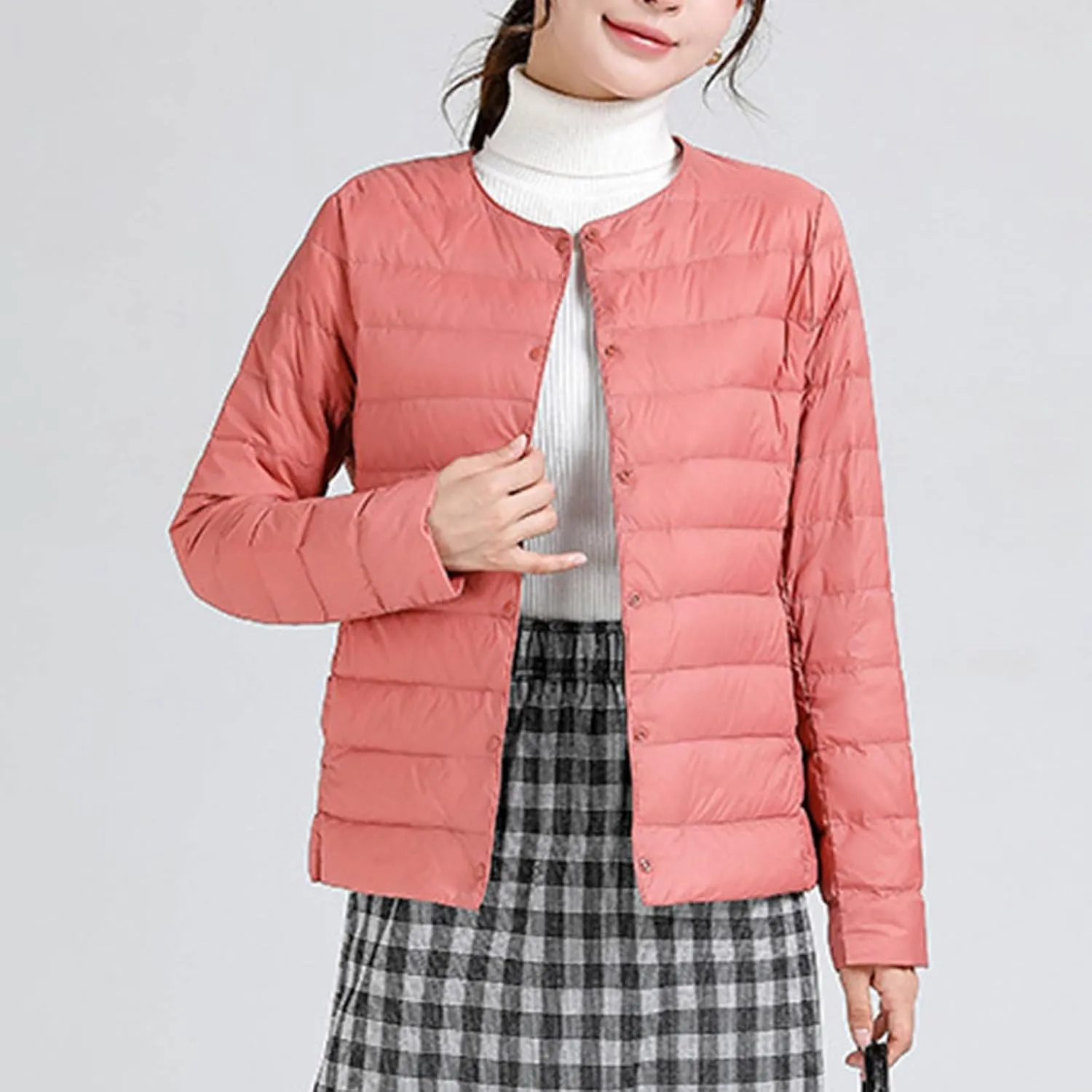 Lmdudan Plus Size Women Lightweight Quilted Puffer Jackets 2024 Winter Warm Down Coats Loose Comfy Outwear with Pocket