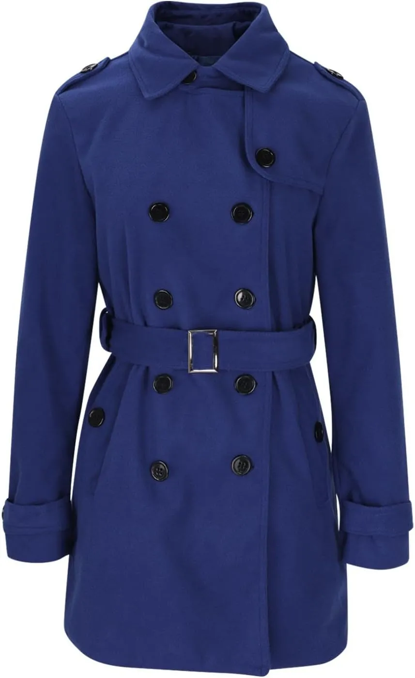 Lmdudan Women's Oversized Trench Coat Long Double Breasted Peacoat Outerwear Knee Length Loose Jacket Coats with Pockets