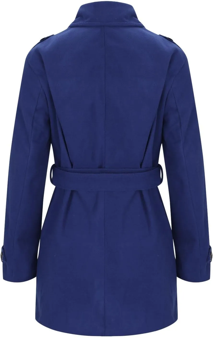 Lmdudan Women's Oversized Trench Coat Long Double Breasted Peacoat Outerwear Knee Length Loose Jacket Coats with Pockets