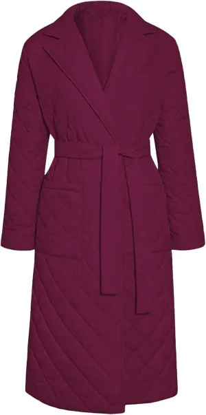 Long Puffer Coat Women Lightweight Quilted Down Jacket Overcoat Warm Winter Coats Trendy Casual Outerwear with Belt