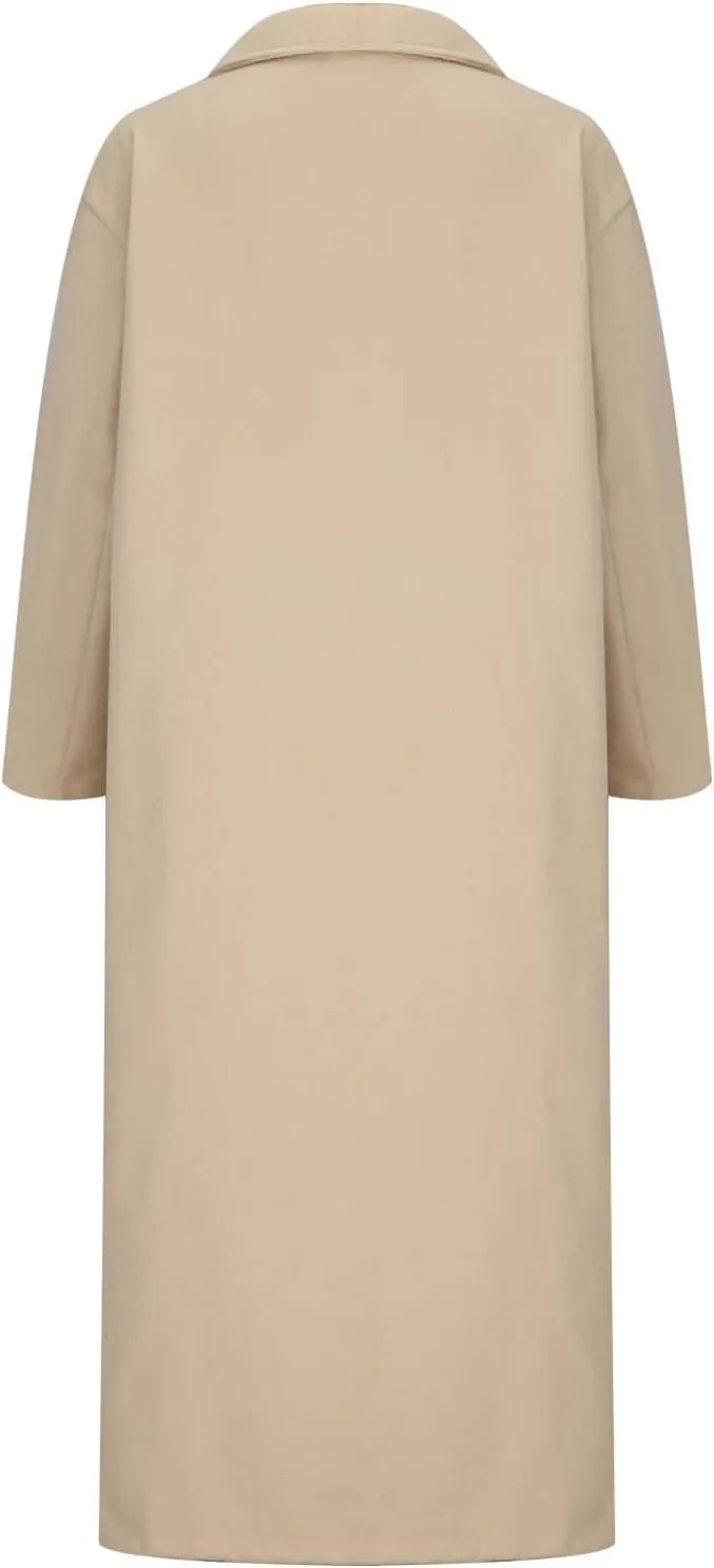 Long Trench Coat for Women Elegant Single Breasted Pea Coat Winter Warm Wool Blend Oversized Pea Coat with Pockets