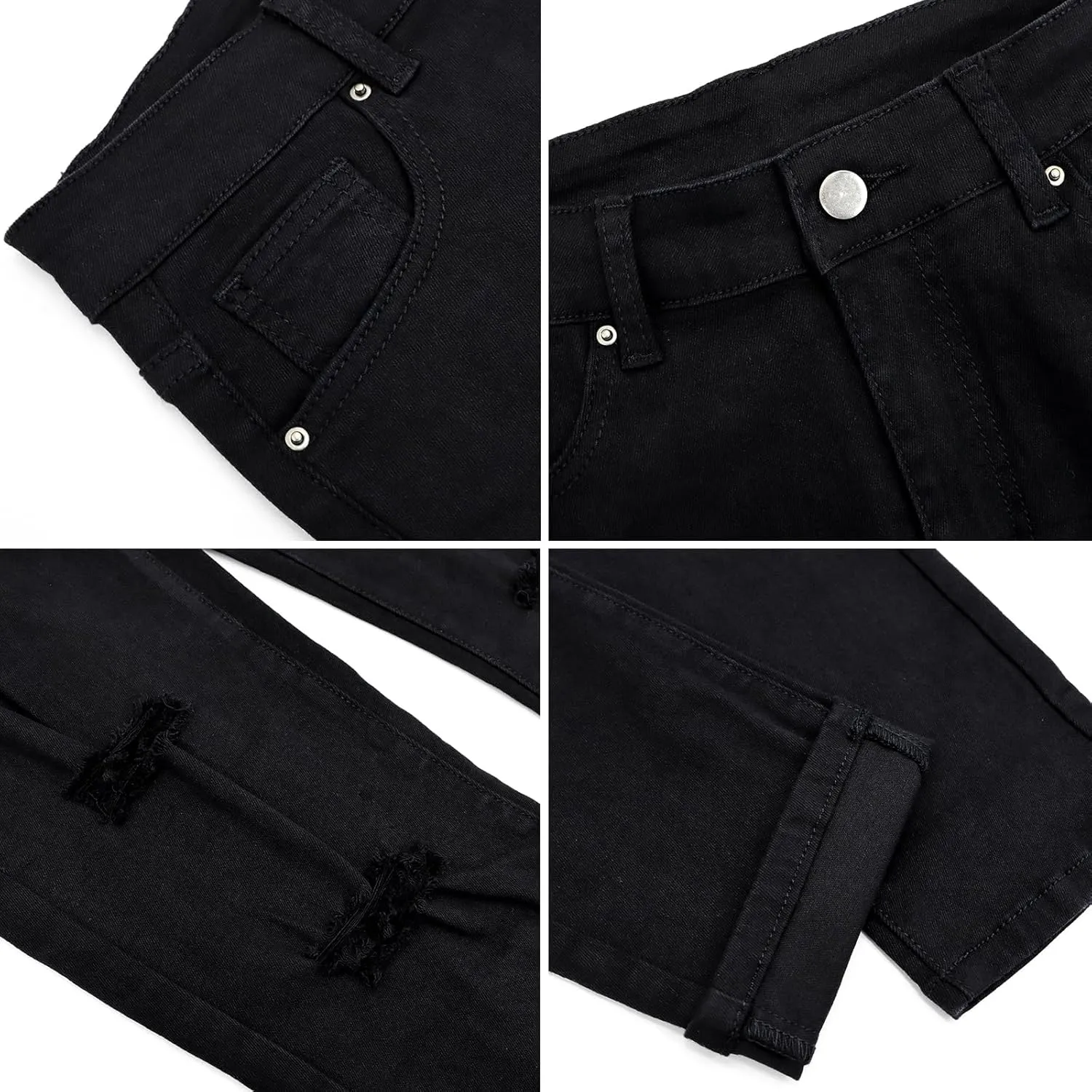 LONGBIDA High Waisted Ripped Skinny Jeans for Women Slim Fit Stretchy Distressed Jeans Y2K Destroyed Ankle Denim Pants