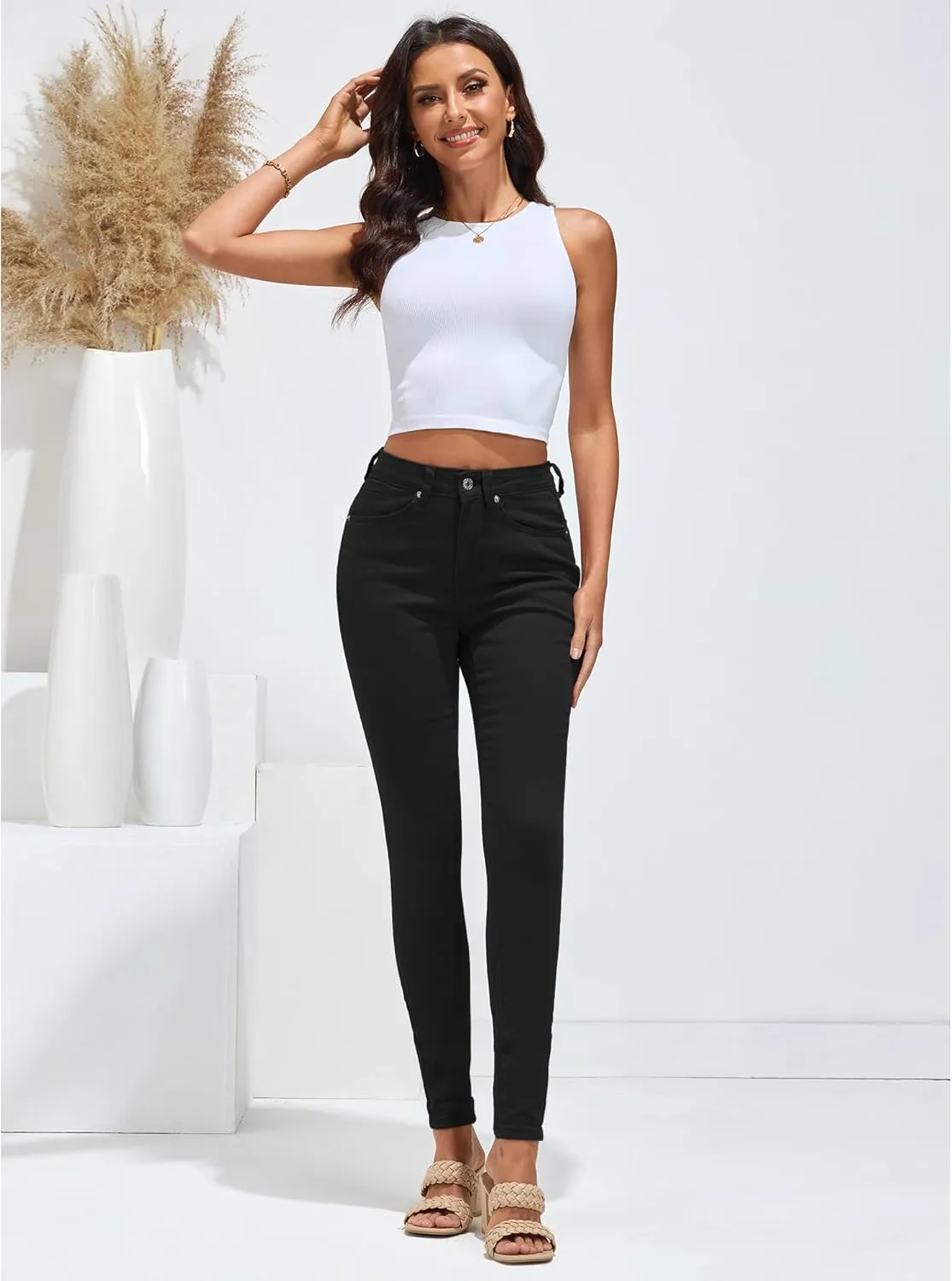 LookbookStore Skinny Jeans for Women Trendy High Waist Slim Fit Comfort Jeggings Jeans Stretchy Denim Pants Work Casual