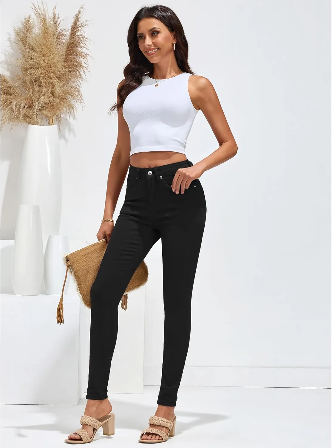 LookbookStore Skinny Jeans for Women Trendy High Waist Slim Fit Comfort Jeggings Jeans Stretchy Denim Pants Work Casual