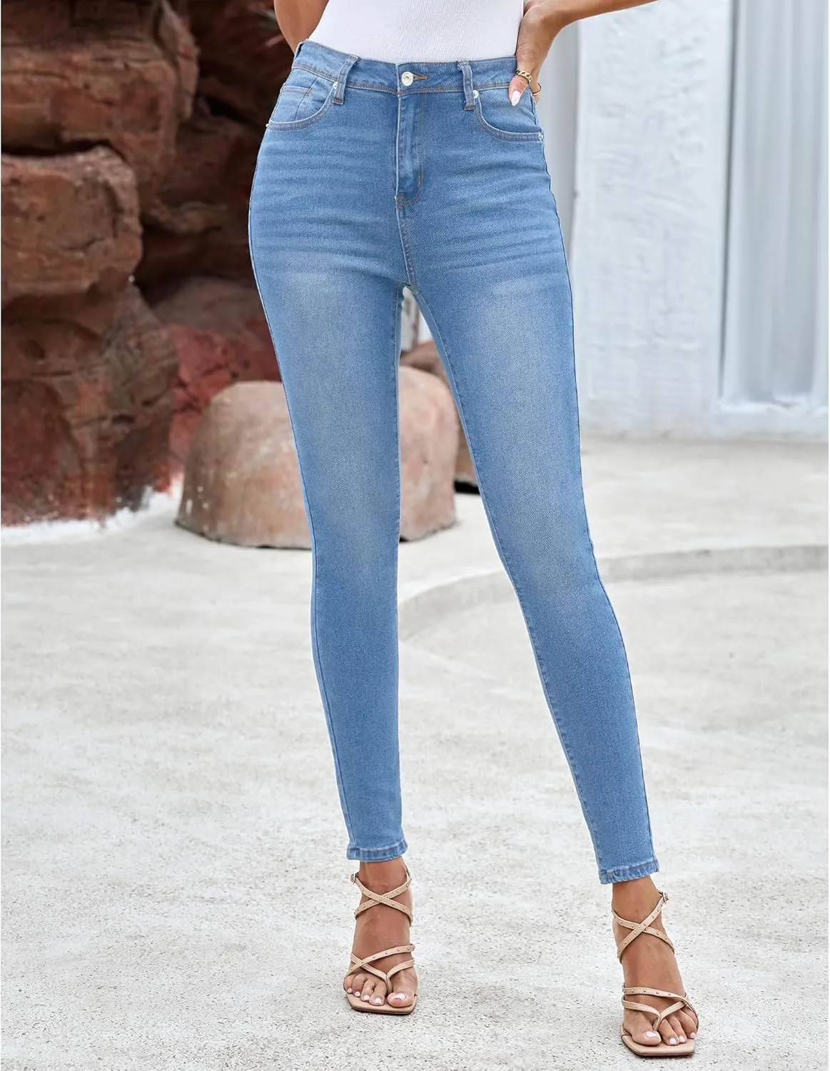 LookbookStore Skinny Jeans for Women Trendy High Waist Slim Fit Comfort Jeggings Jeans Stretchy Denim Pants Work Casual