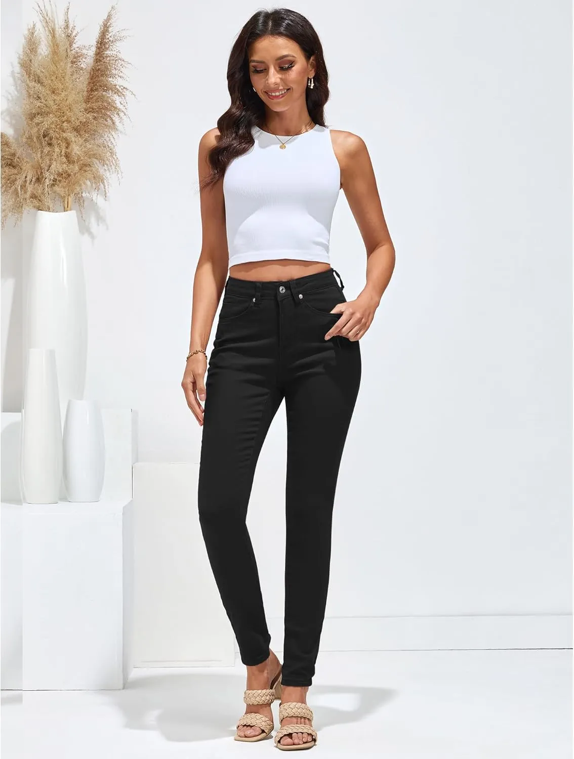LookbookStore Skinny Jeans for Women Trendy High Waist Slim Fit Comfort Jeggings Jeans Stretchy Denim Pants Work Casual